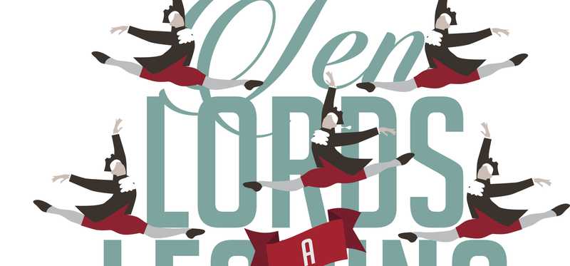 Illustrated "10 lords-a-leaping" text