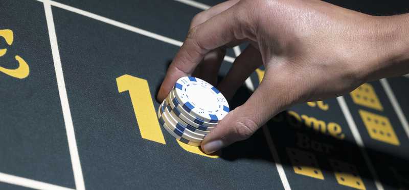 Chips on a gaming table.