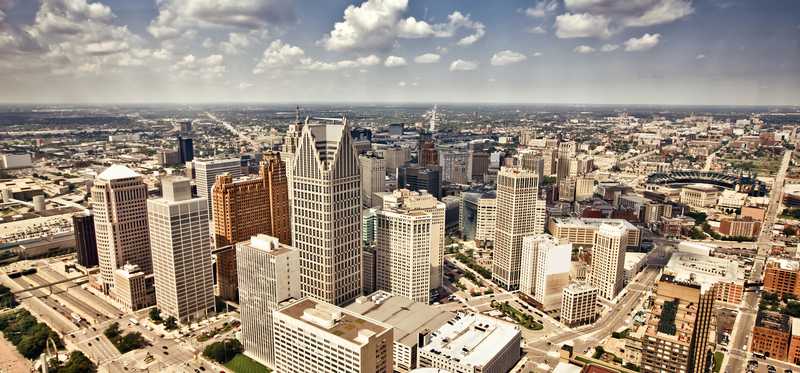 Aerial view of Detroit.
