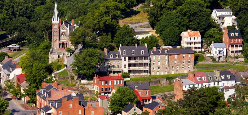 A hilly old town in West Virginia.