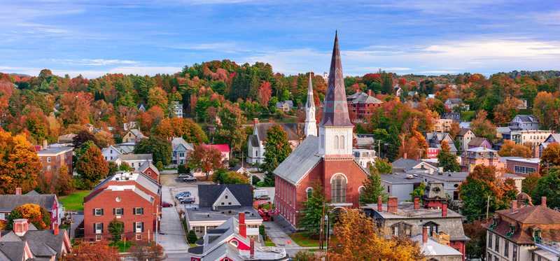 Small city in autumn.