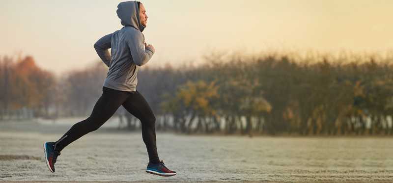Person jogging outside.