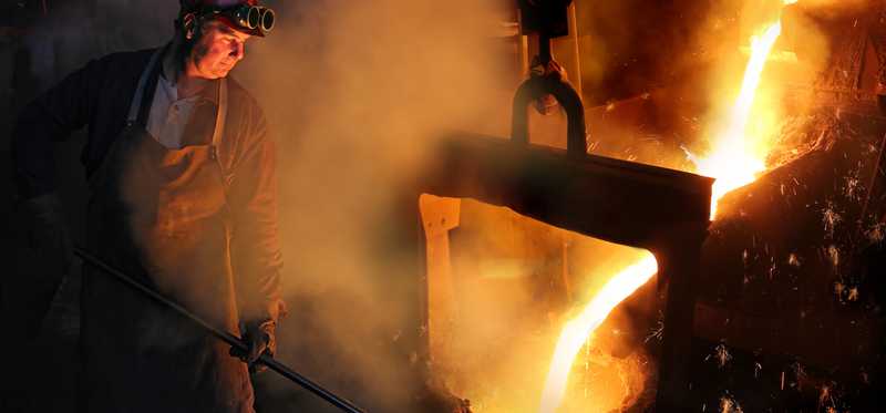 Steel worker in a foundry.