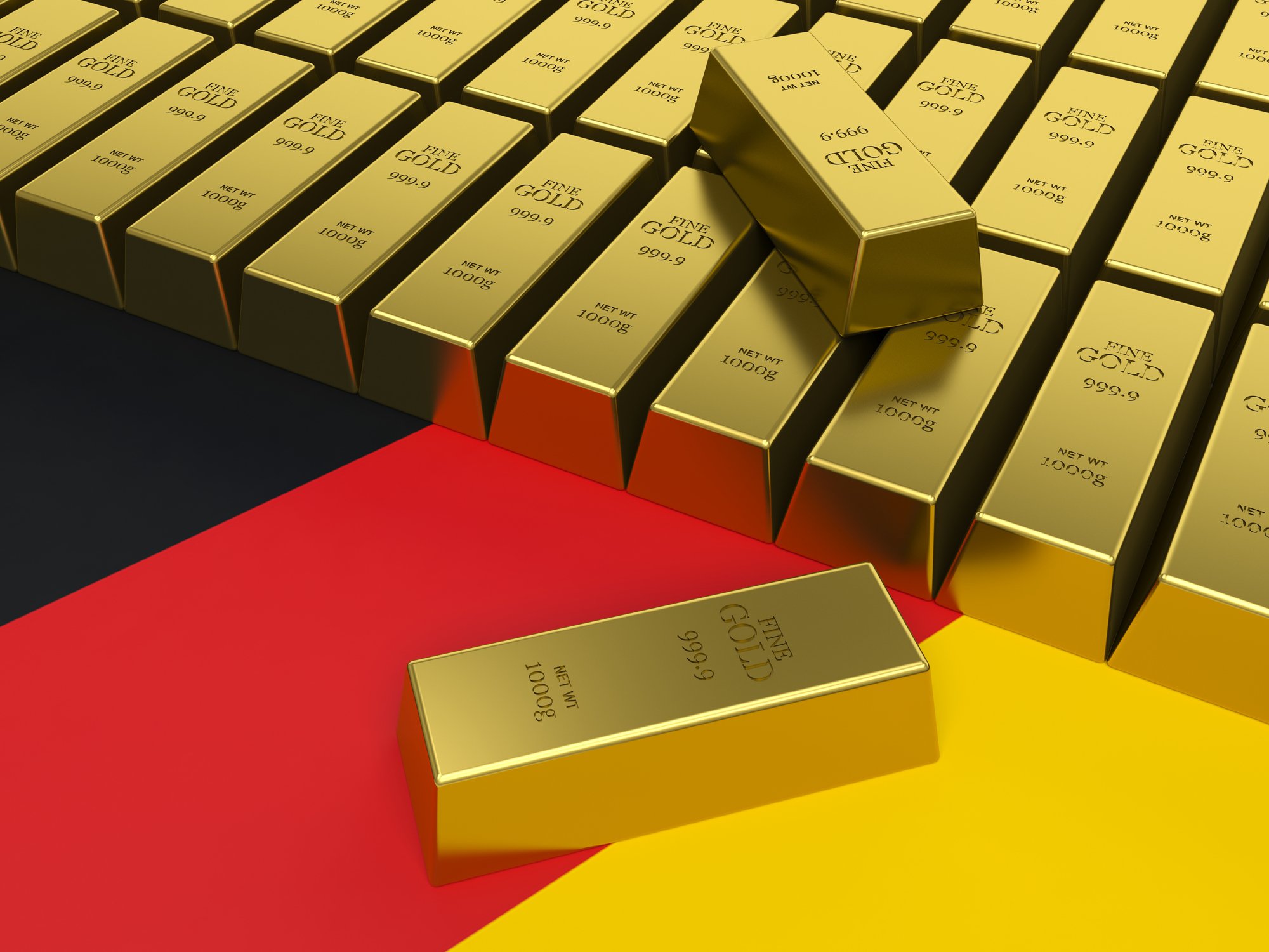 These 10. Золото Германии. Длинный банковский слиток. Gold Reserves of Germany. Флаг Германии золотистый металл.