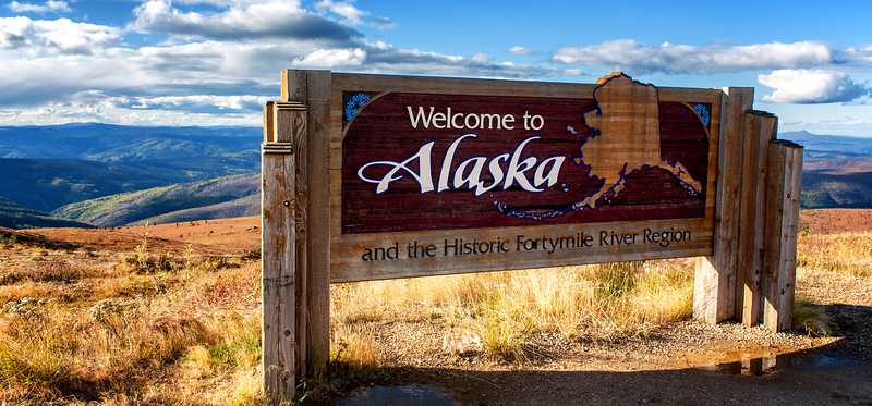 Welcome to Alaska road sign.