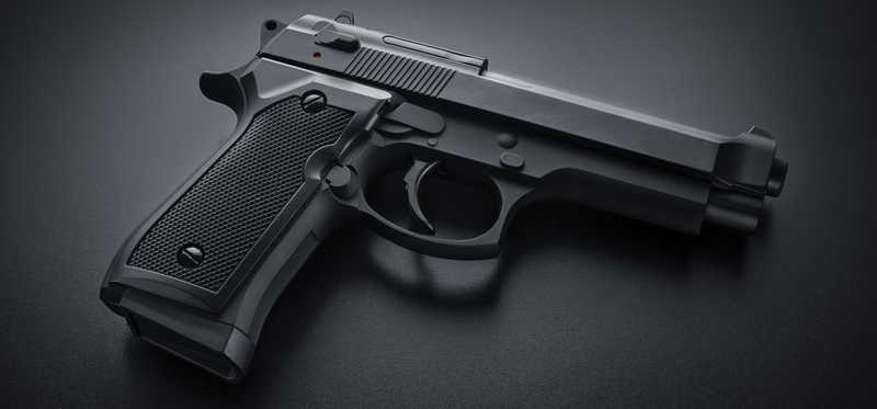 A black handgun.