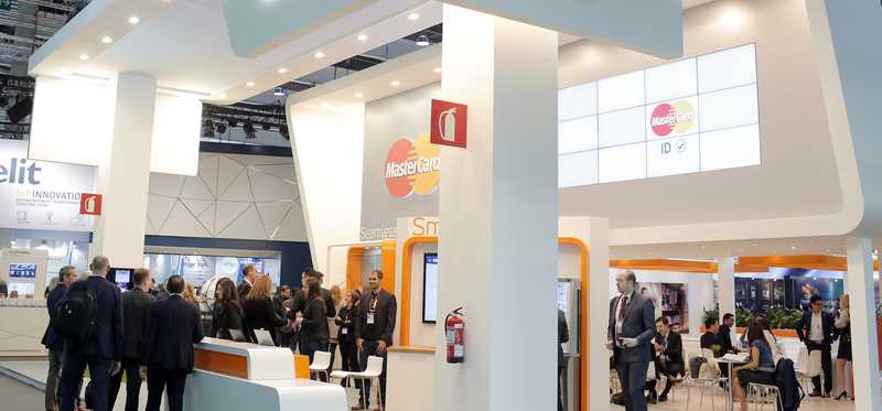 Mastercard booth at mobile world conference 2016.