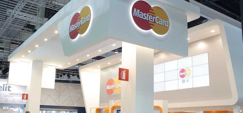 Mastercard booth at mobile world conference 2016.