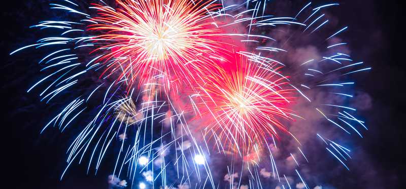 Fireworks in the night sky.