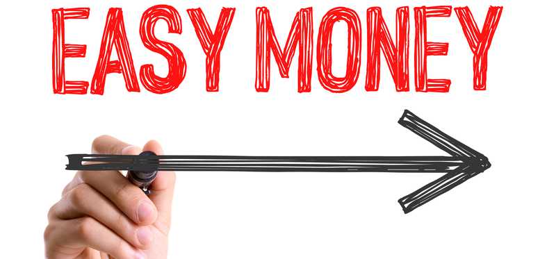 A hand has written the words Easy Money and drawn an arrow underneath.