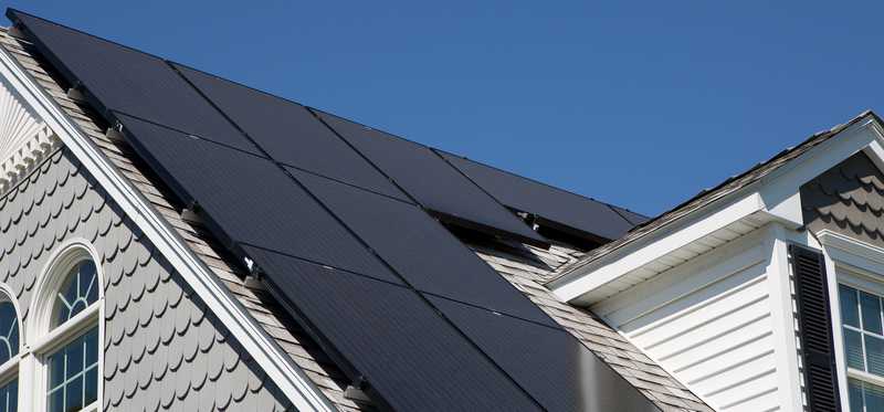 Solar panels installed on a home's roof.