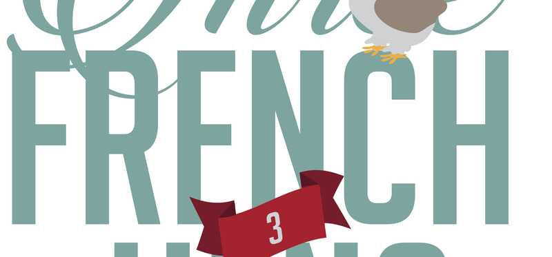 Illustrated "Three French hens" text
