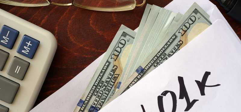 401k cash in envelope and calculator