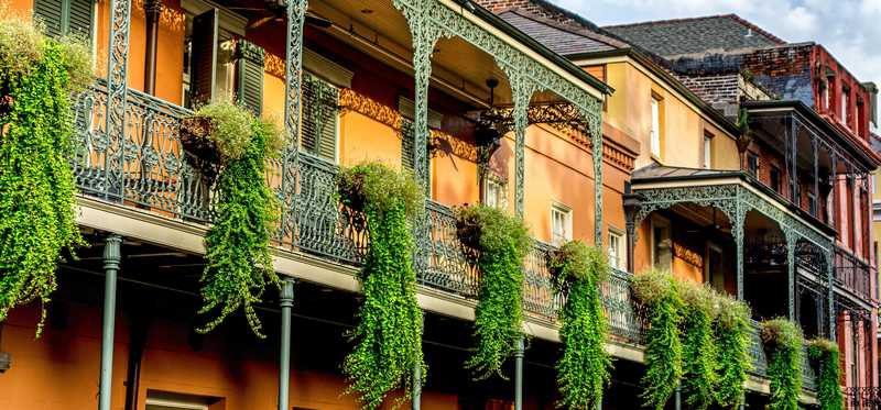 The side of a building in the French Quarter.