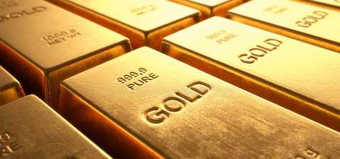 Rows of gold bars.