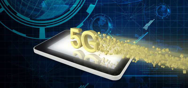 5G on a tablet with globes.