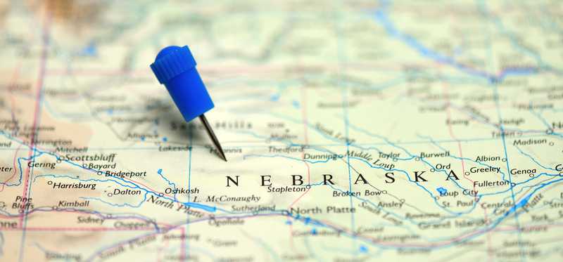 Nebraska pinned on a map.