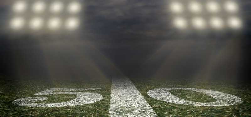 50 yard line of football field