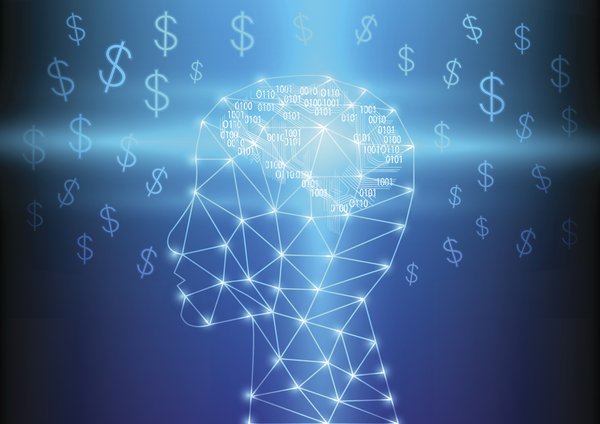 AI head with dollar sign.