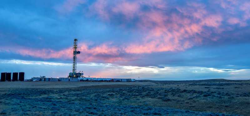 A drilling rig on the Texas prairie