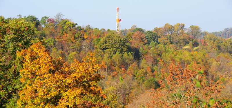 A natural gas drilling rig in Ohio.