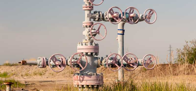 A natural gas wellhead.
