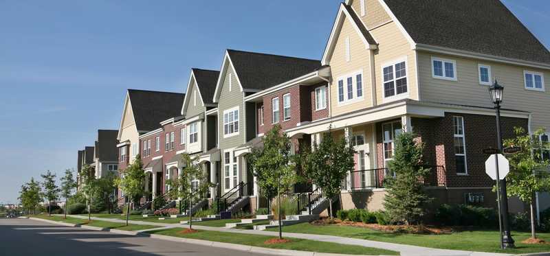 A row of townhouses.