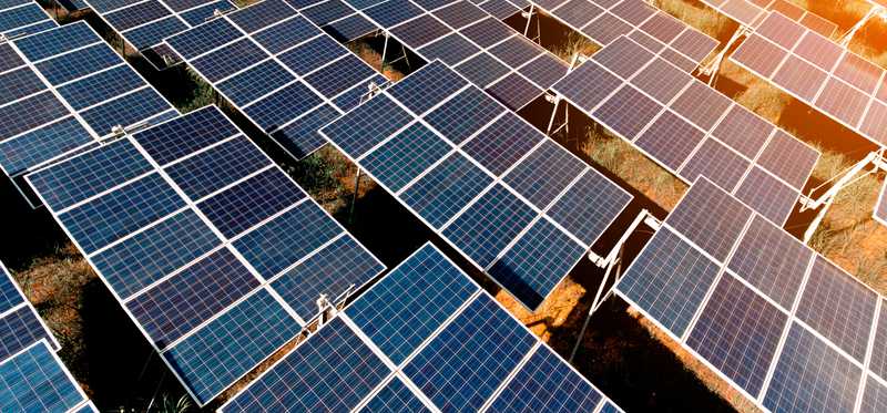 A solar farm out in the desert.