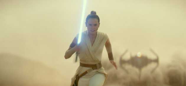 Actress Daisy Ridley playing Rey in a scene from the upcoming movie, Star Wars The Rise of Skywalker.