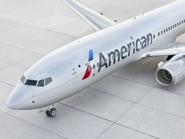 An American Airlines 737 near the terminal gate