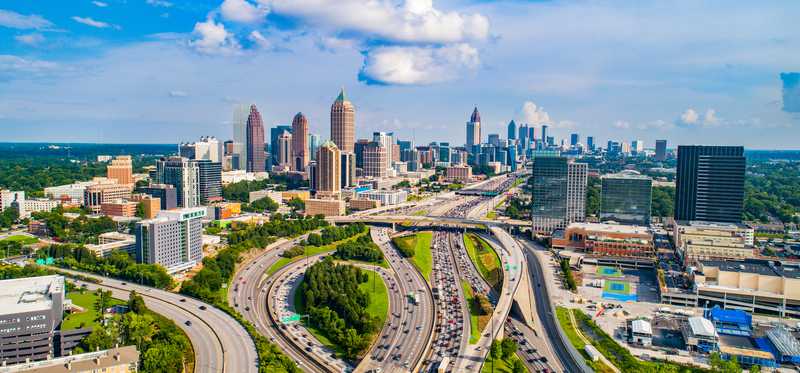An aerial view of Atlanta and its interstates.