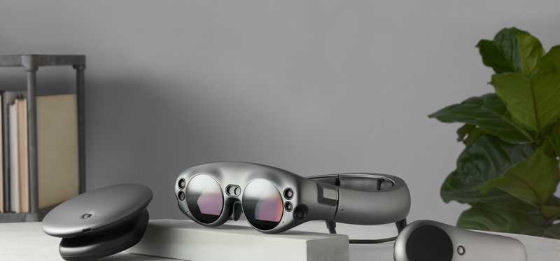 A set of Magic Leap glasses sitting on a desk