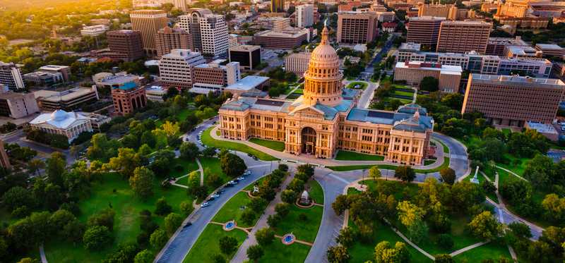 The Texas State Capitol building in Austin, Texas.