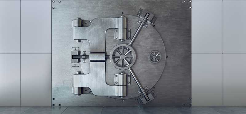Bank vault door shut