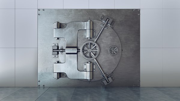 Bank vault door shut