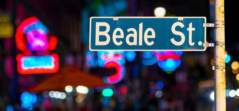 Beale St at night.