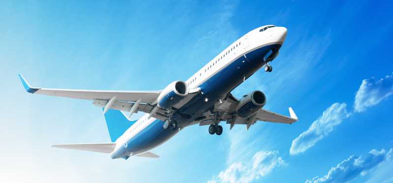 A plane in flight.