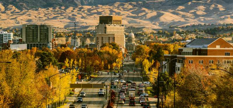 Busy street in Bose, Idaho.
