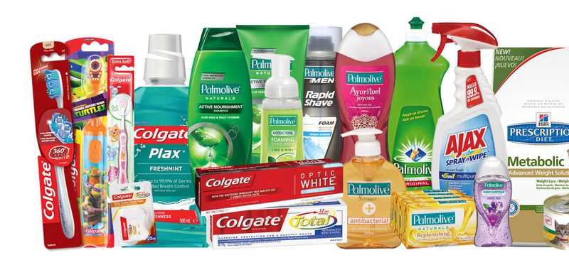 A collection of Colgate-Palmolive brand products.