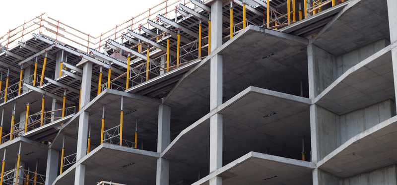 Concrete and steel unfinished construction