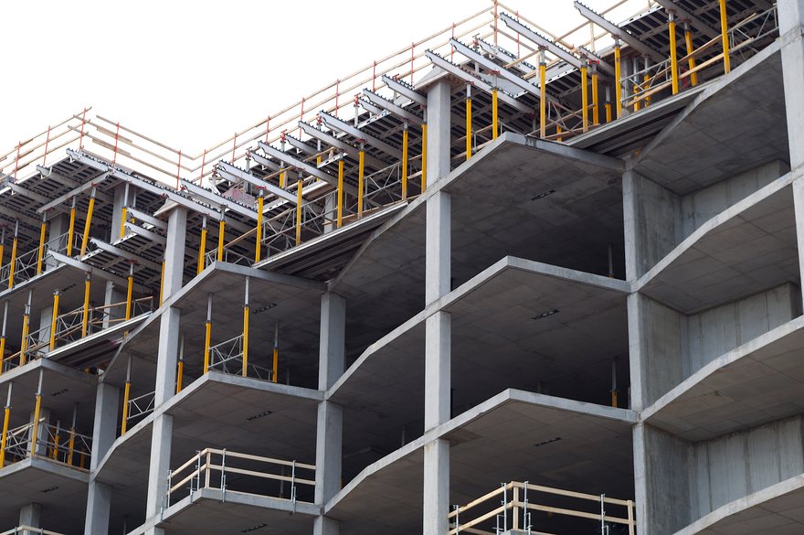 Concrete and steel unfinished construction
