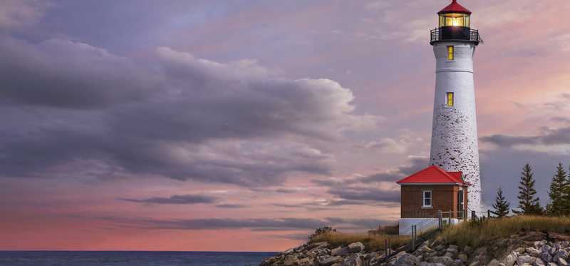 Crisp Point Lighthouse on Lake Superior in Michigan