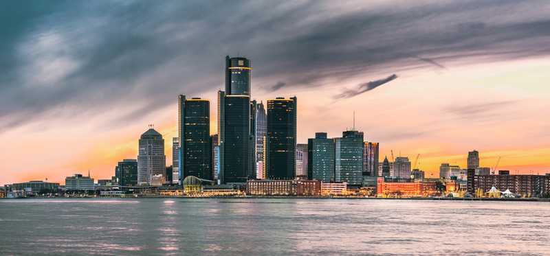 The Detroit skyline.