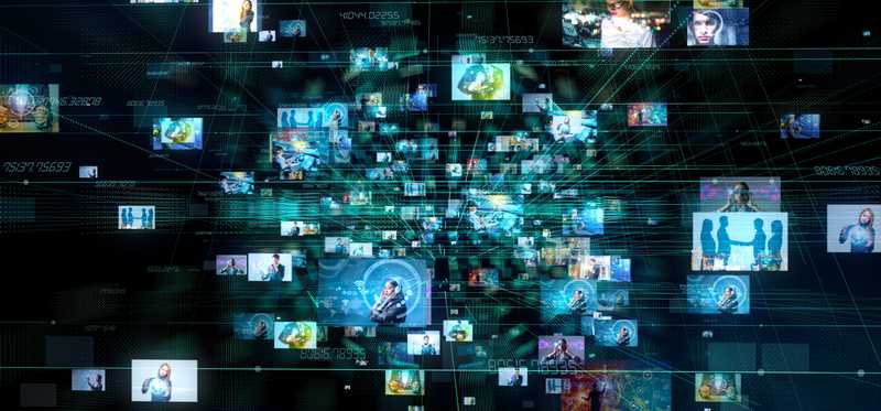 A bunch of small digital images portraying digital advertising.