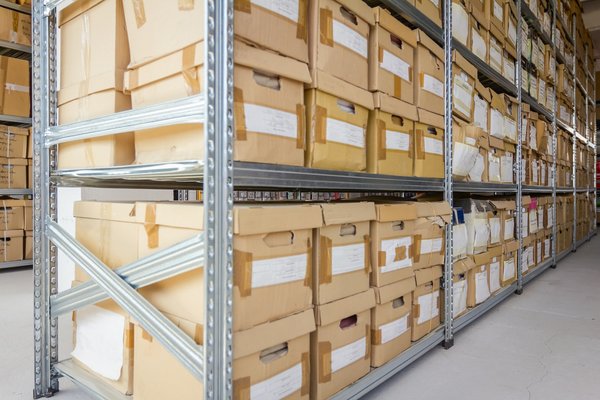 Document boxes in storage.