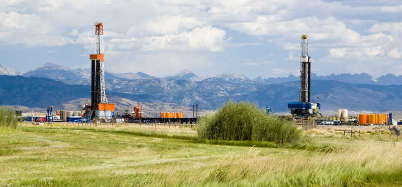 Drilling rigs in the mountains