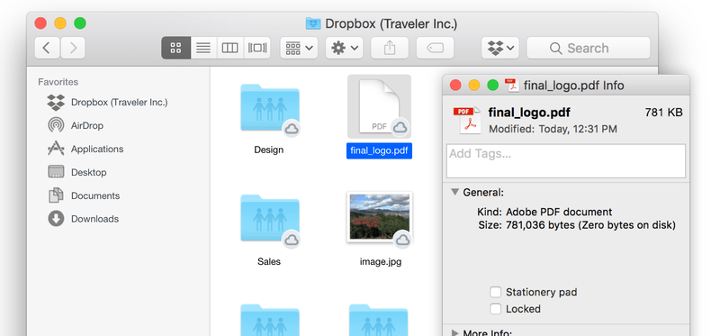 Dropbox app screenshot.