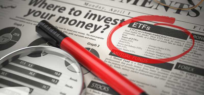A newspaper page with a section about ETFs.