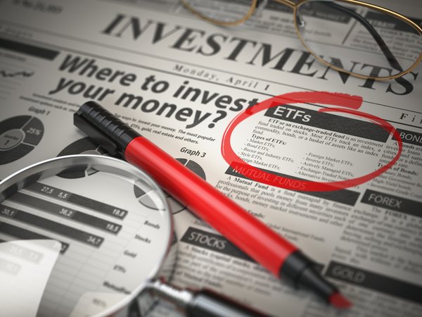 A newspaper page with a section about ETFs.