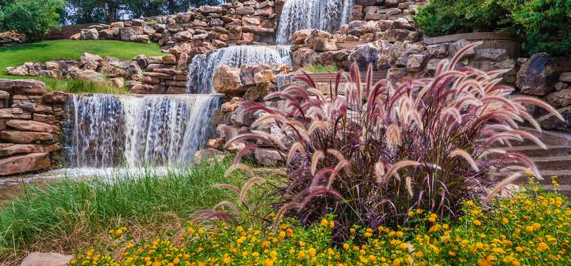 Waterfalls in a park in Wichita Falls, Texas.